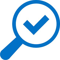 icon-magnifying-glass-blue-small Icon with magnifying glass with check mark